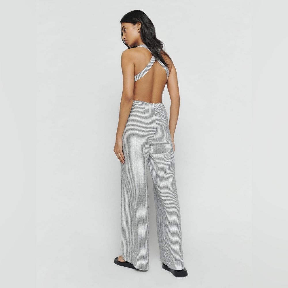 Reformation Autumn Linen Jumpsuit size 6 Vineyard - Picture 3 of 9